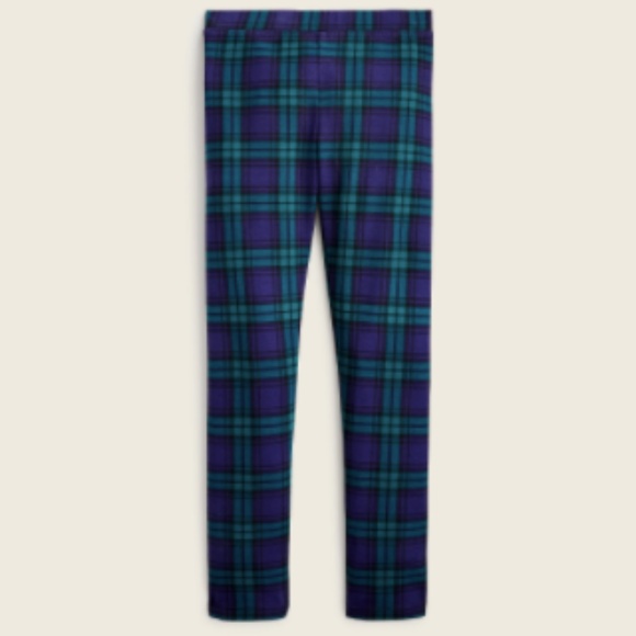 J Crew Girls' Everyday Legging in Raw Indigo Jade Plaid Holiday Christmas - Picture 1 of 2